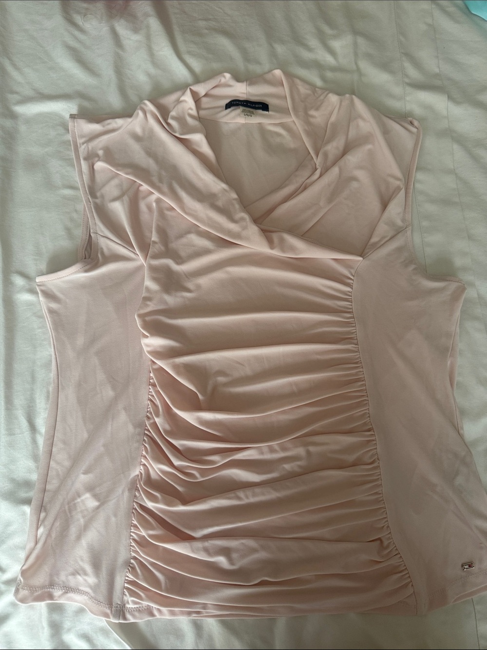 Tommy Hilfiger Light Blush Pink Sleeveless Cowl Neck Ruched Top